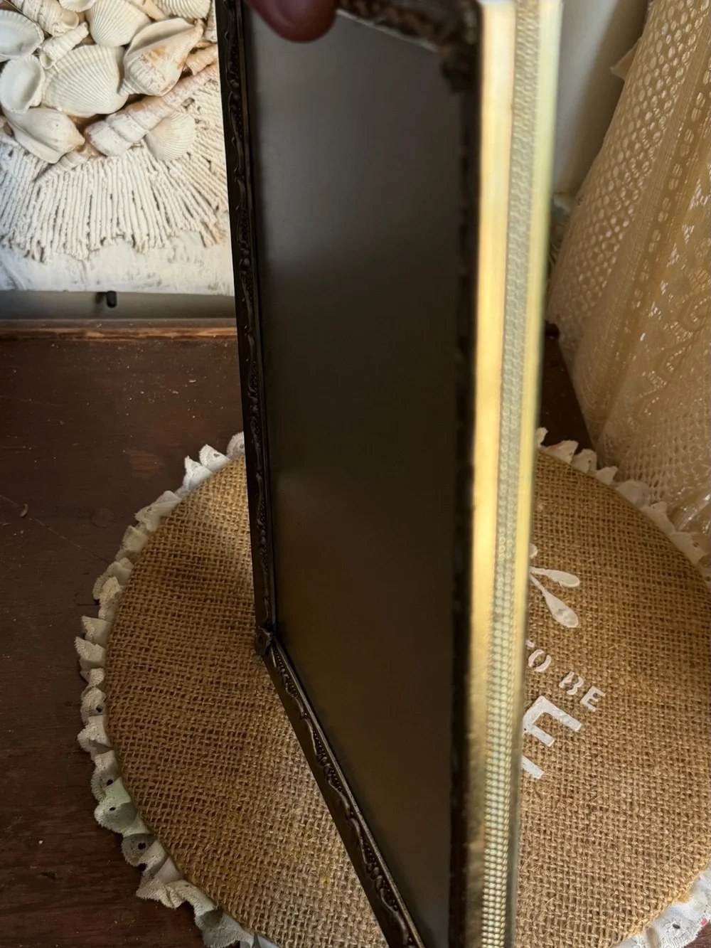 Vtg Gold Tone Brass Metal Picture Frame Embossed Design Edge Fits 8x10”